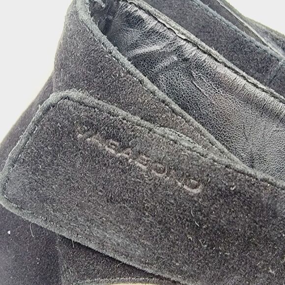 Vagabond Whimisgoth Dark Fairy Peep Toe Black Suede Girlie Ankle Wedge Size 11 - Picture 3 of 12